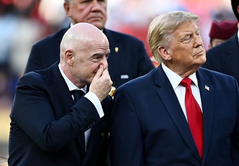 FIFA President Gianni Infantino with US President Donald Trump at the 2026 World Cup trophy presentation