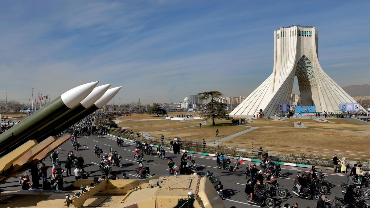 Iran missiles on display at Azadi Square Tehran during revolution anniversary rally