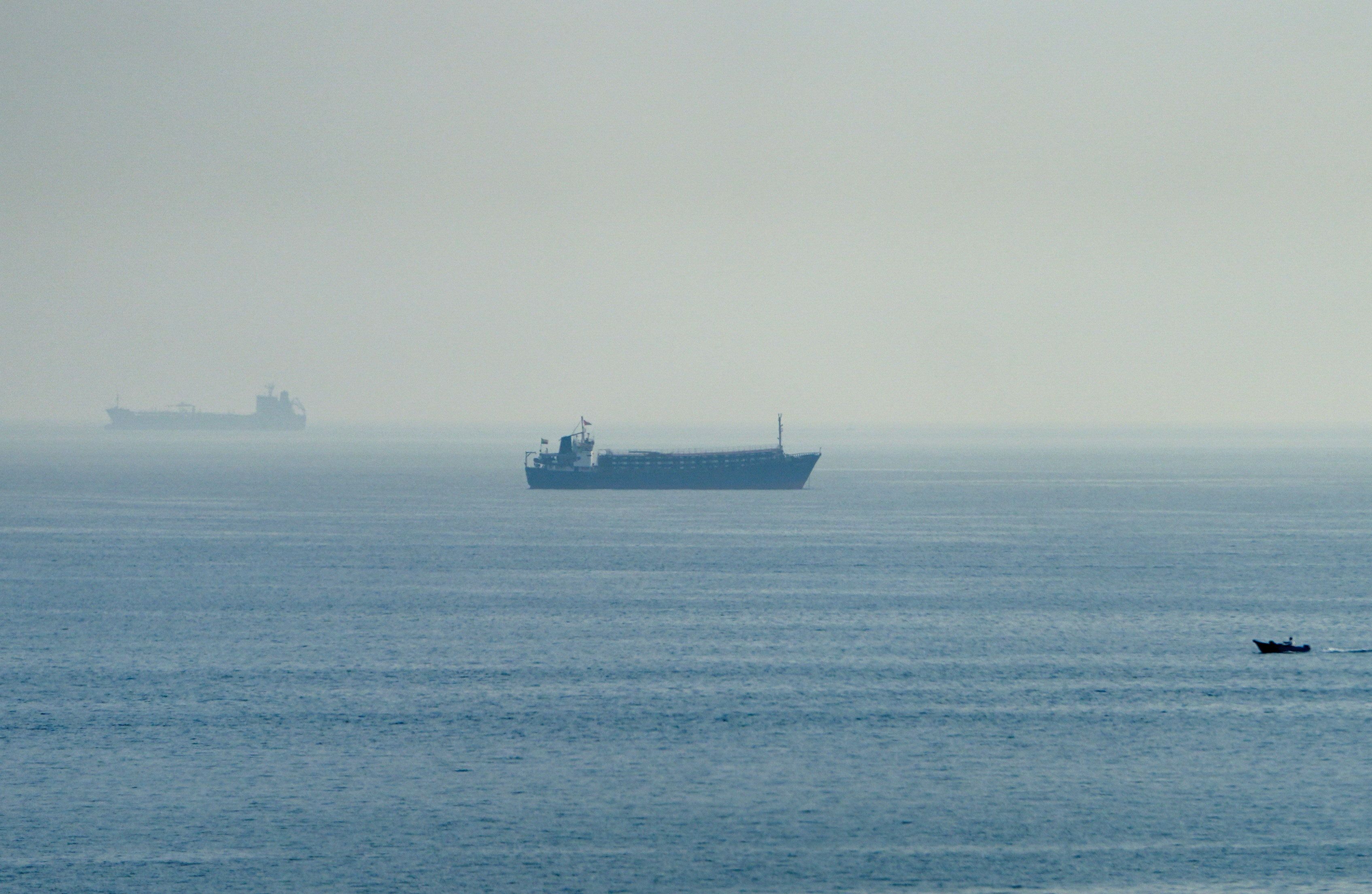 A vessel in the Strait of Hormuz as Iran bans US forces from the strategic waterway during the Iran-US ceasefire standoff