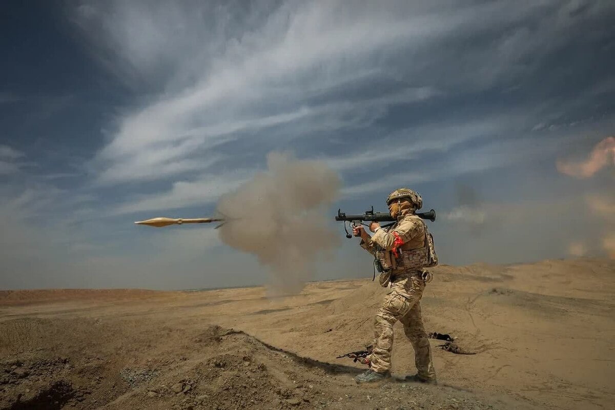 Islamic Revolutionary Guard Corps personnel during military drills in Tehran province