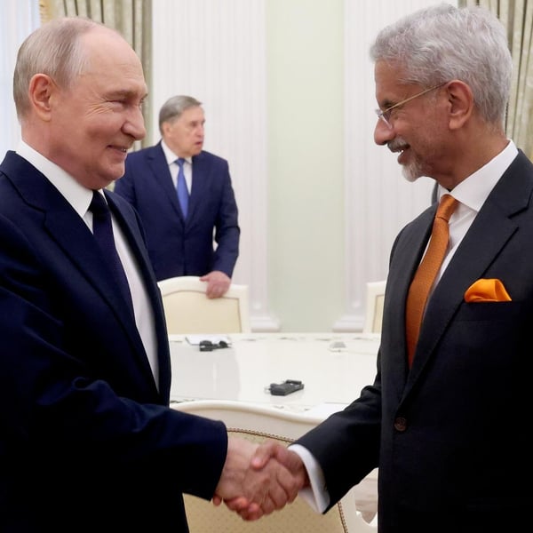 Russian President Vladimir Putin meets Indian Foreign Minister Subrahmanyam Jaishankar at the Kremlin in Moscow on August 24 2026