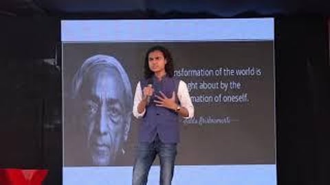 Jay Kabir speaking at TEDxYouth@PWSSama in December 2019 on Teaspoons of Change