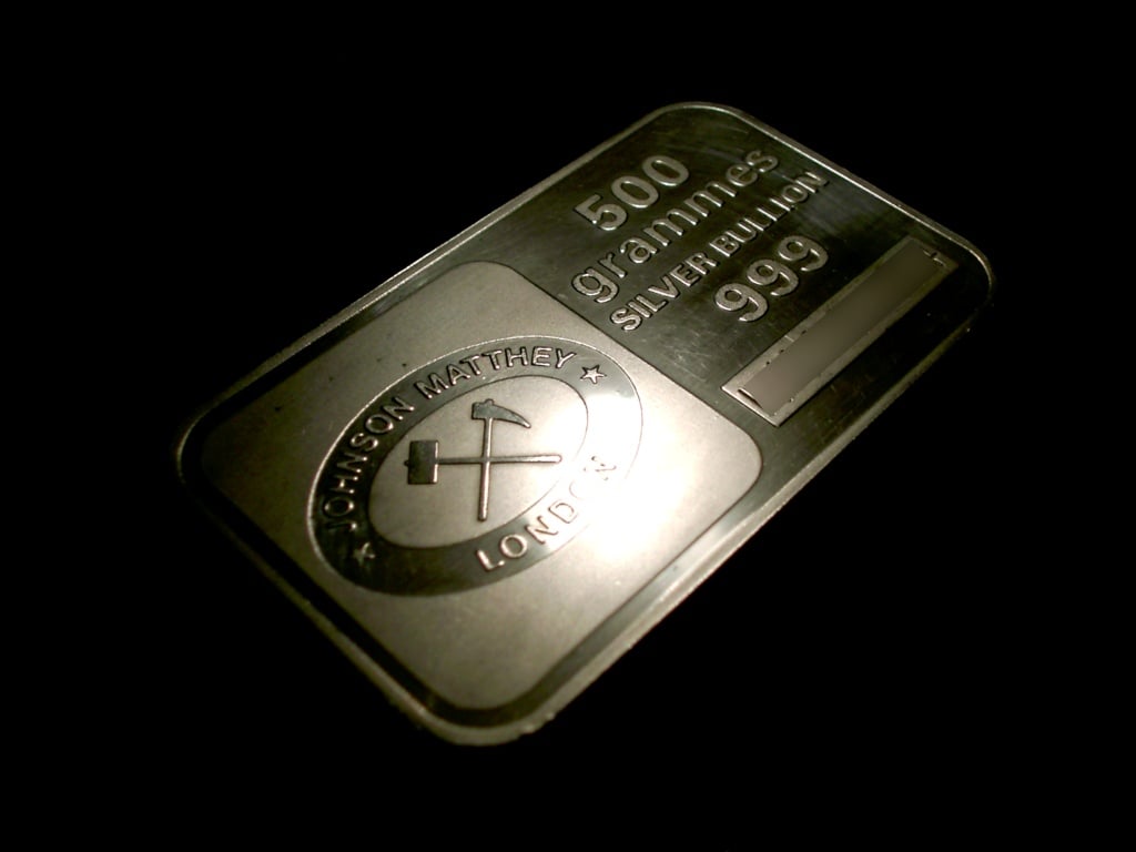Johnson Matthey 500 gram silver bullion bar precious metal