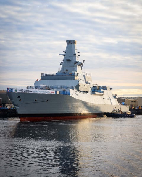 Royal Navy warship at sea, part of the UK-led Joint Expeditionary Force