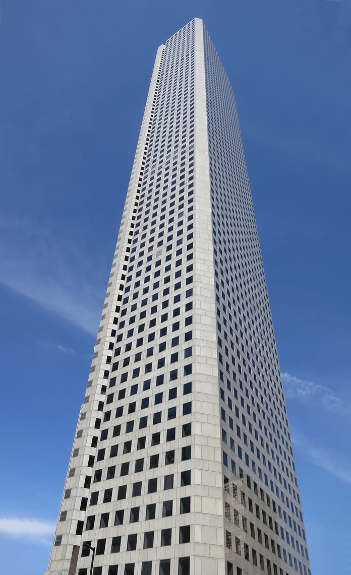 JPMorgan Chase Tower in Houston as bank debanked Polymarket while pursuing its IPO