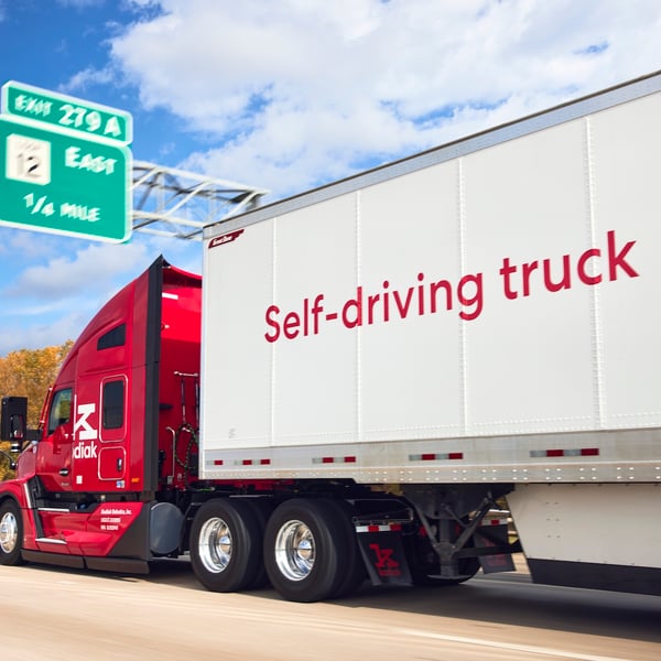 Kodiak Gen5 autonomous semi-truck on California highway after DMV permit approval