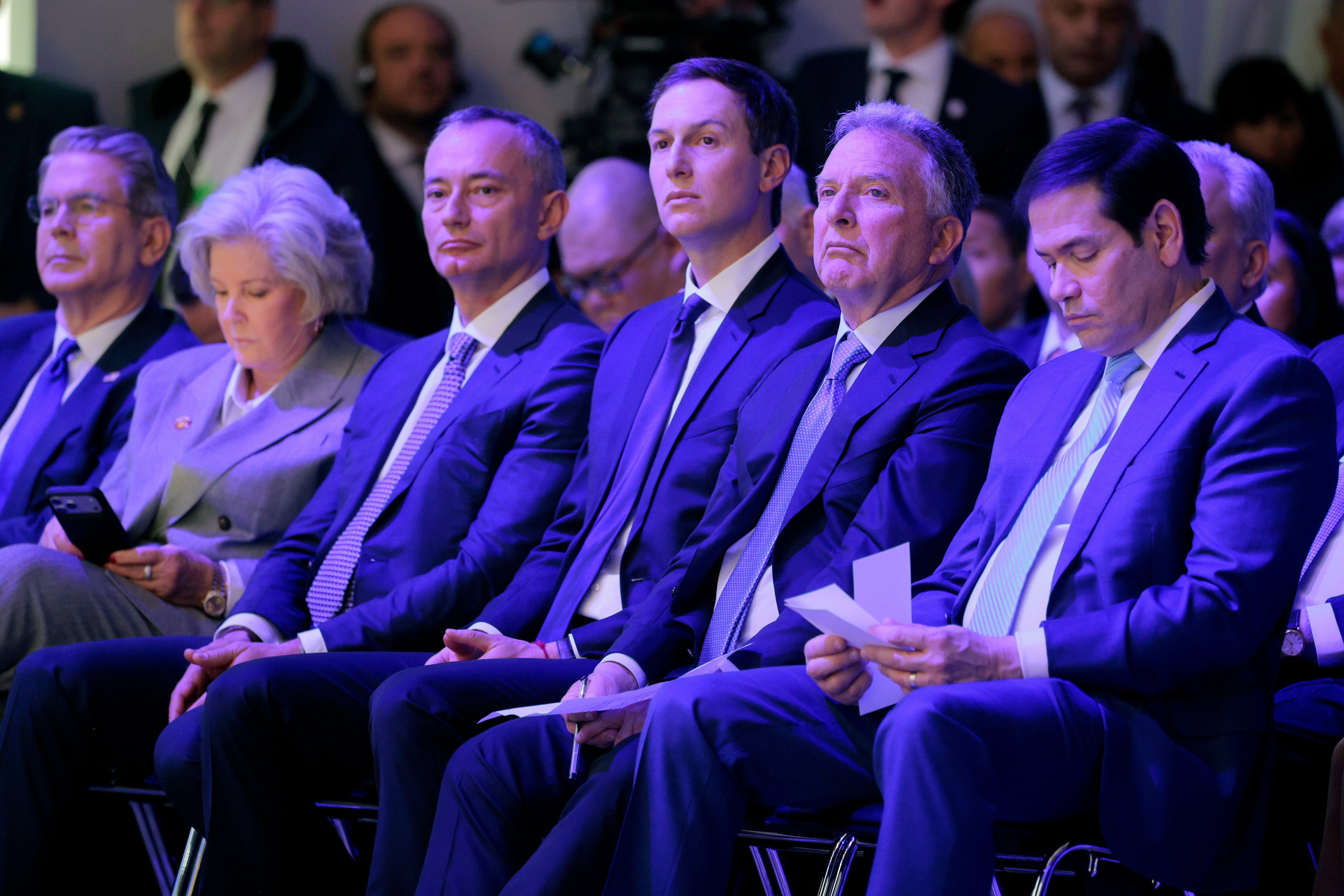 Jared Kushner and Nickolay Mladenov at the Board of Peace presentation at Davos, January 22, 2026