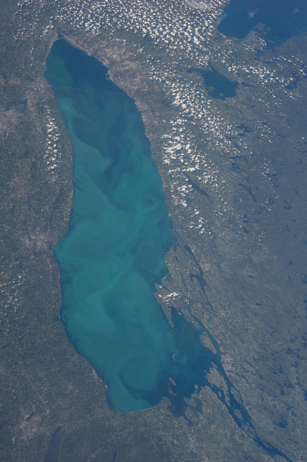 Lake Ontario satellite view from NASA International Space Station showing Great Lakes