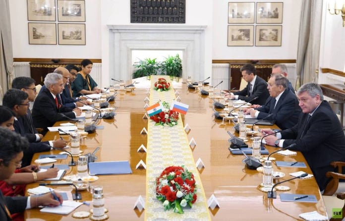 Russian Foreign Minister Sergey Lavrov holding talks with Indian counterpart S Jaishankar in New Delhi