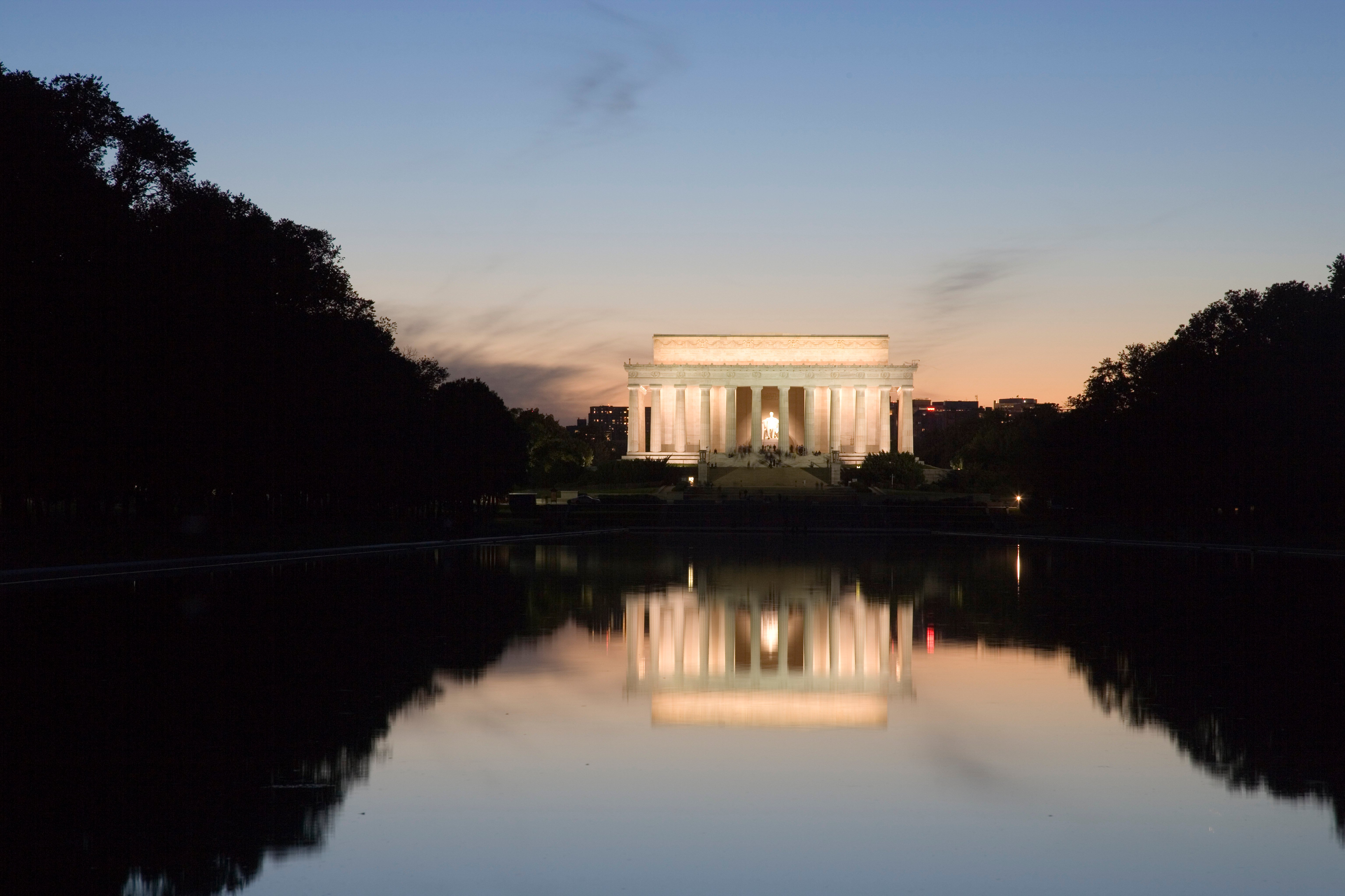 The Lincoln Memorial at dusk in Washington DC, site of the 2026 March on Washington voting rights rally