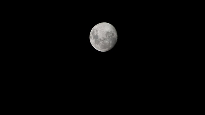 A waxing gibbous moon photographed from the International Space Station above the southern Atlantic Ocean