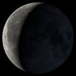 Waning Crescent moon phase showing approximately 13 percent illumination as seen from Earth
