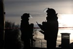 Emergency response personnel at the site of a blast in Russia