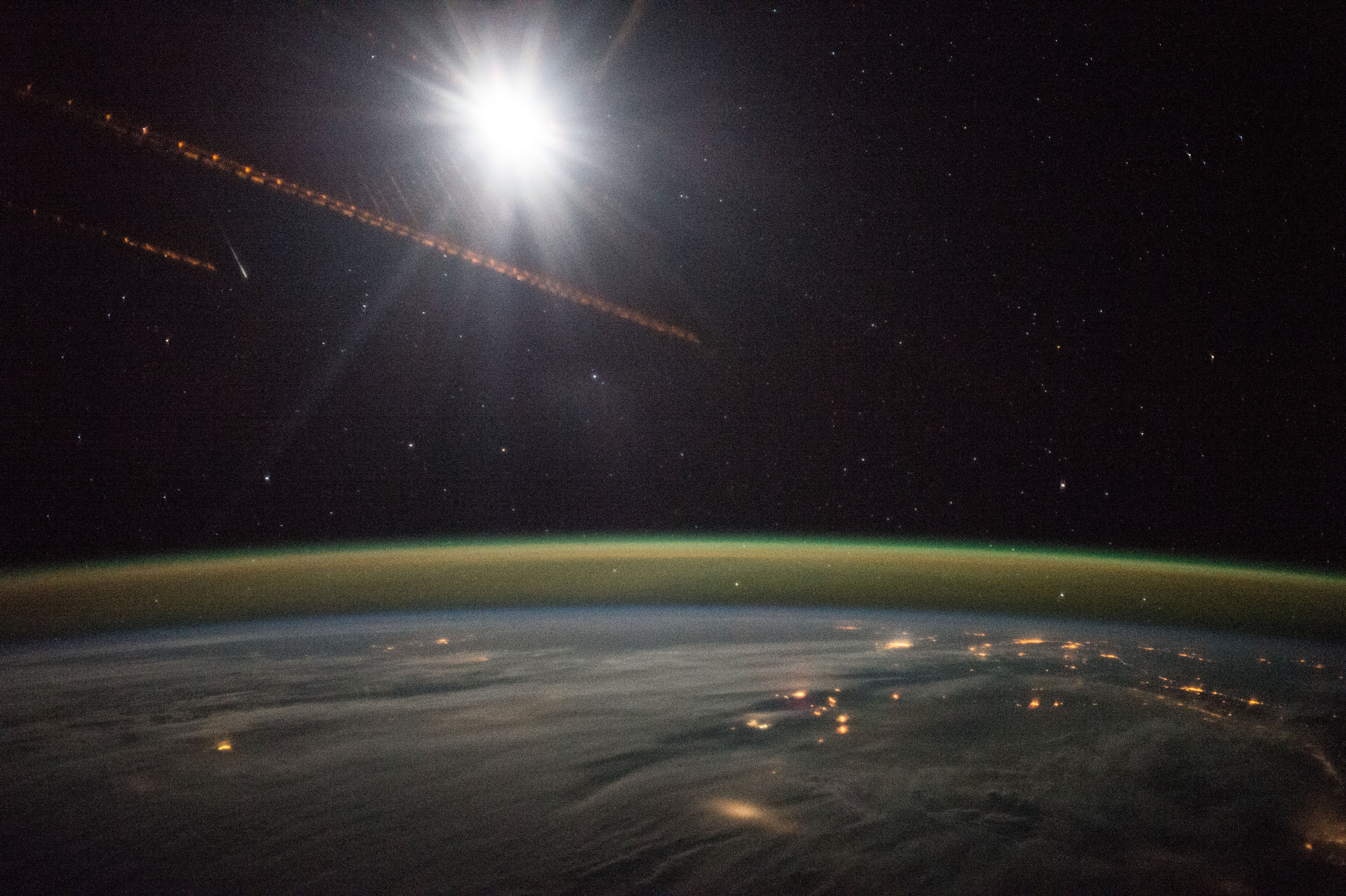 Night exposure from the International Space Station showing city lights across the Baltic countries of northern Europe including Lithuania Latvia and Estonia