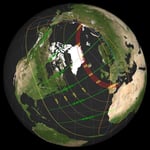 NASA map showing the path of totality for the August 12, 2026 total solar eclipse crossing northern Spain through Bilbao, Zaragoza and Valencia at sunset