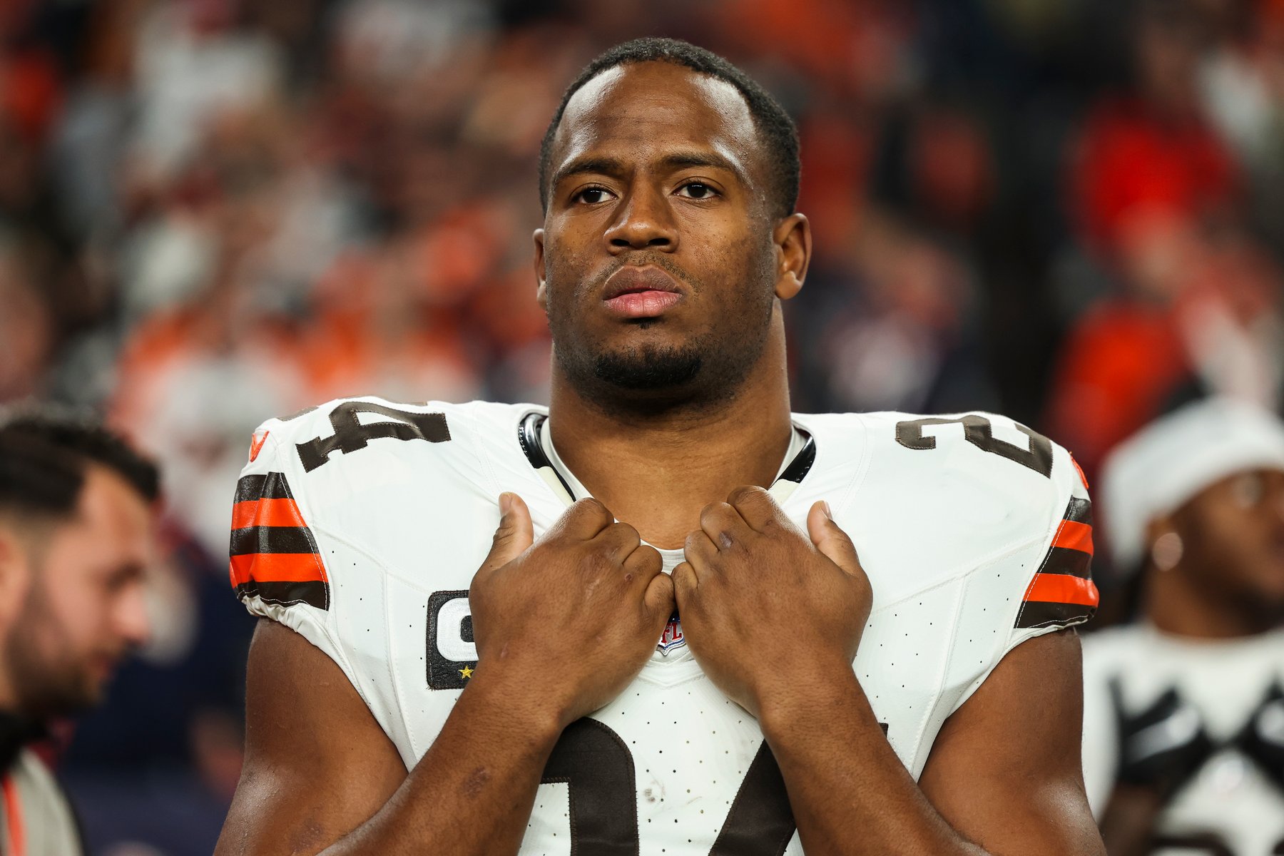 Nick Chubb of the Cleveland Browns, who announced his retirement from the NFL on August 21, 2026 at the age of 30