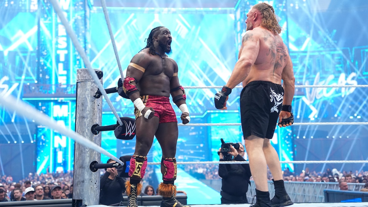 Oba Femi and Brock Lesnar face off at WrestleMania 42 in Las Vegas