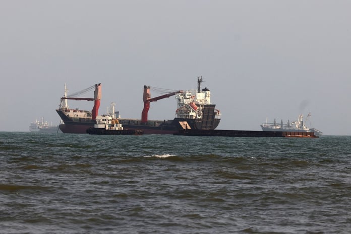 Ships in the Strait of Hormuz near Bandar Abbas Iran, the waterway whose closure is holding oil prices today near 90 dollars a barrel