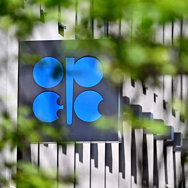 OPEC logo at its headquarters in Vienna where the cartel manages oil production policy for member states
