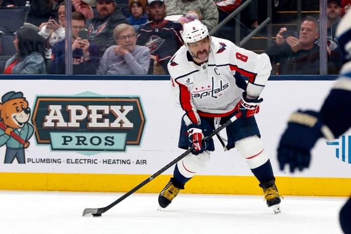 Alex Ovechkin in Washington Capitals uniform on the ice
