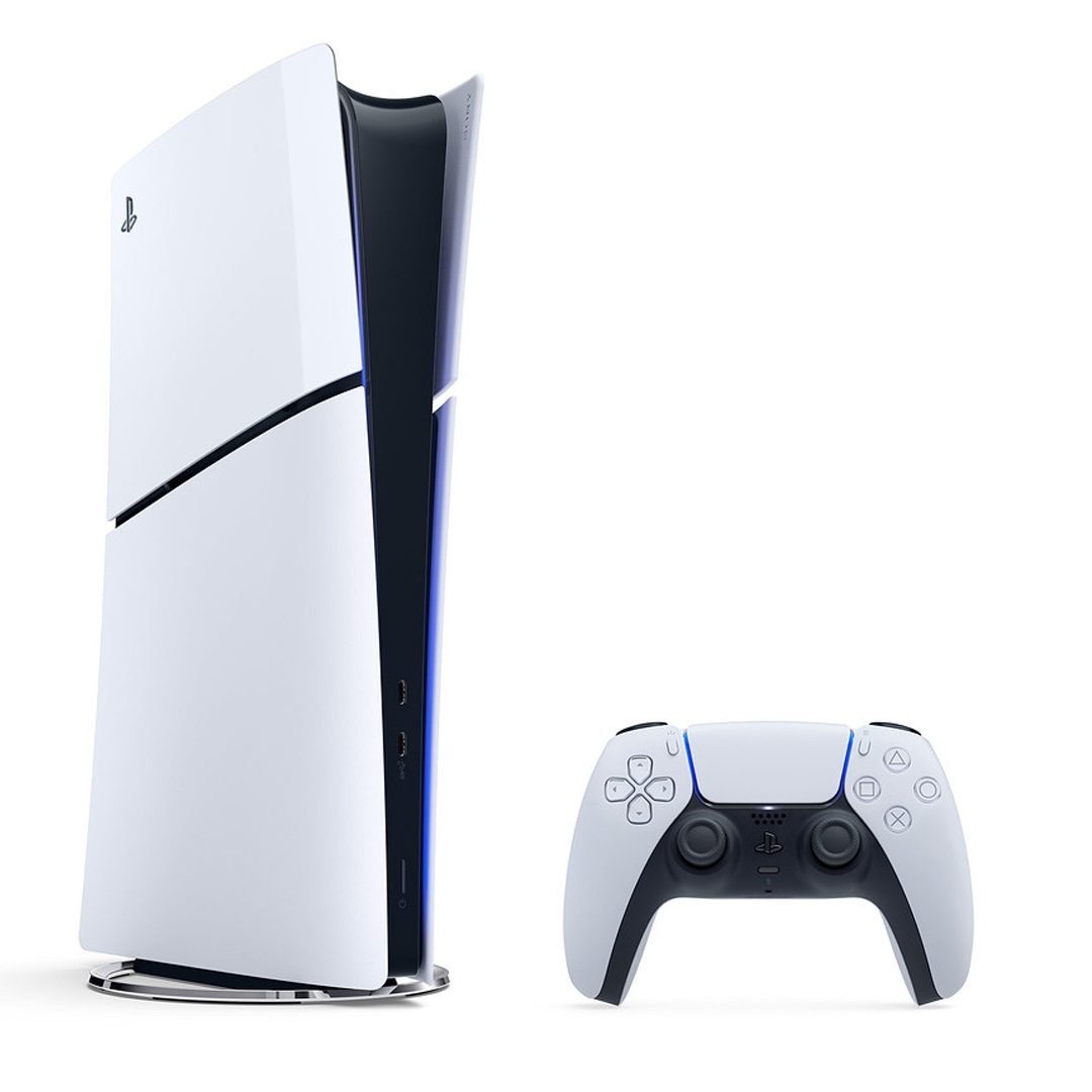 PlayStation 5 console shown alongside disc games representing Sony's transition to digital-only future