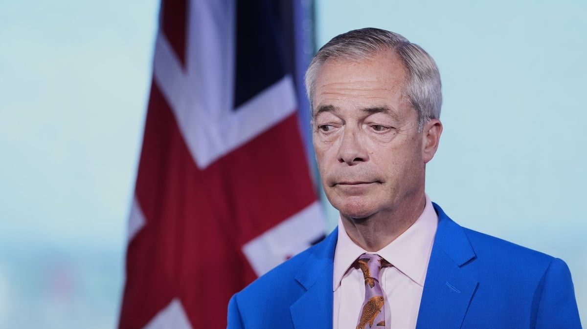 Reform UK leader Nigel Farage at party headquarters in London
