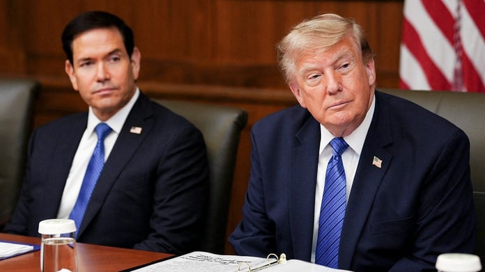 Secretary of State Marco Rubio with President Donald Trump in August 2026, as the State Department expanded its birth tourism visa revocations