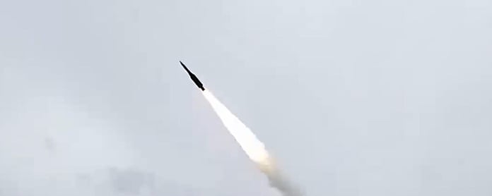 A Russian Navy ship launches missiles toward Ukrainian military targets including Nikolaev port