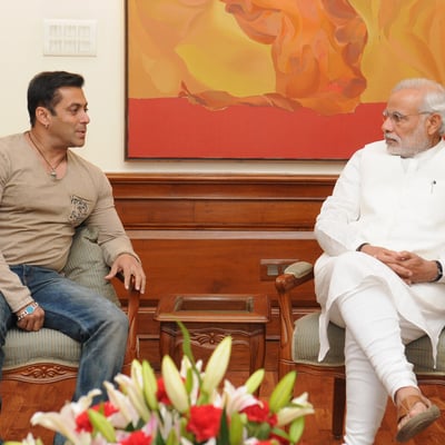 The actor Salman Khan photographed at a meeting in New Delhi