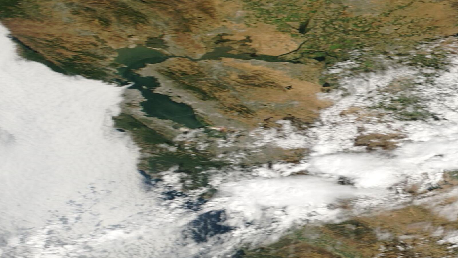 NASA MODIS satellite view of the broader San Francisco Bay Area on the day Apple held its iPhone event in September 2023