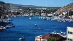 View of Balaklava Bay in Sevastopol, Crimea, as Russian air defenses intercept Ukrainian drones