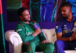 Shakib Al Hasan captaining Bangladesh at the 2024 Cricket World Cup before being permanently banned from cricket