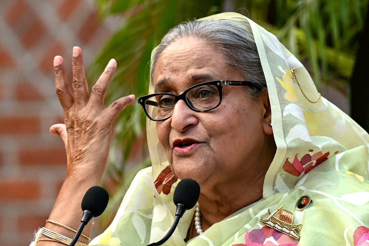 Sheikh Hasina, former Prime Minister of Bangladesh, photographed in New Delhi during her exile