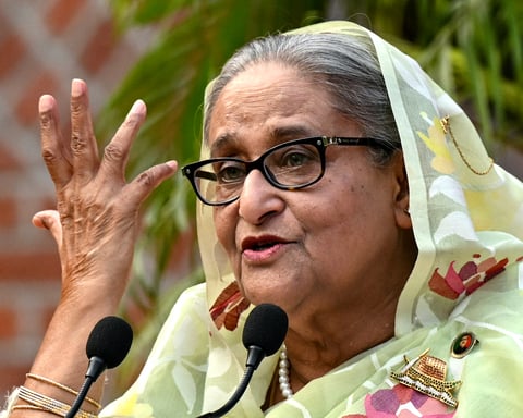 Sheikh Hasina, former Prime Minister of Bangladesh, photographed in New Delhi during her exile
