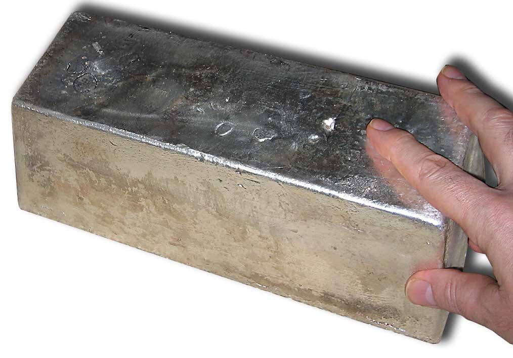 1000 troy ounce COMEX silver bullion bar top view precious metal