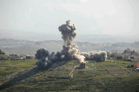 Smoke rises from an Israeli airstrike in southern Lebanese village May 2026