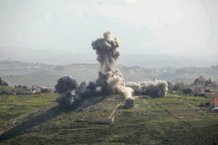 Smoke rises from an Israeli airstrike in southern Lebanese village May 2026
