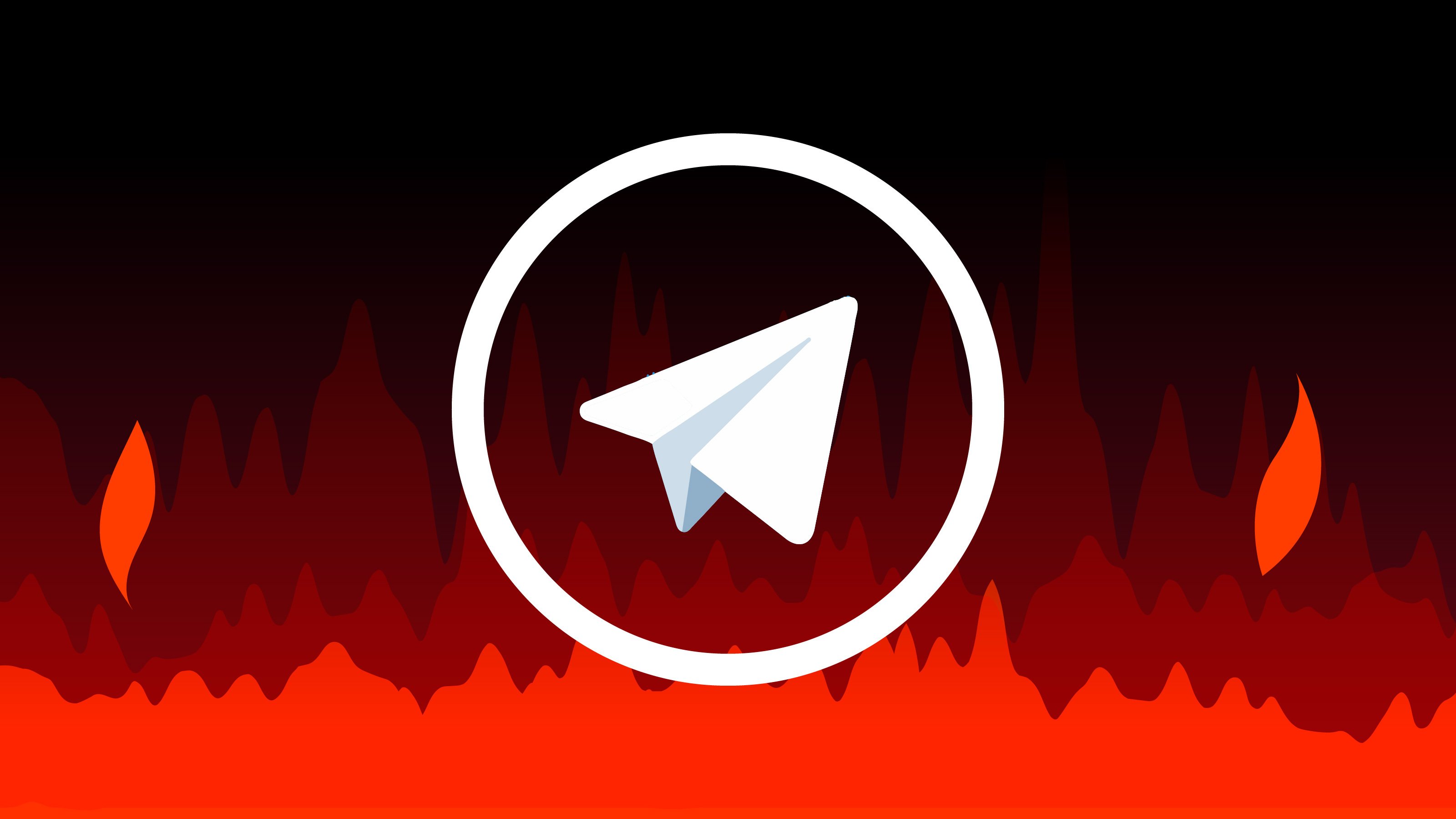 Telegram logo surrounded by flames representing the controversy over the app's removal from the Apple App Store