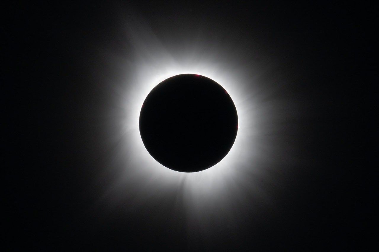 Total solar eclipse showing the solar corona visible during the April 8 2024 eclipse from Dallas Texas