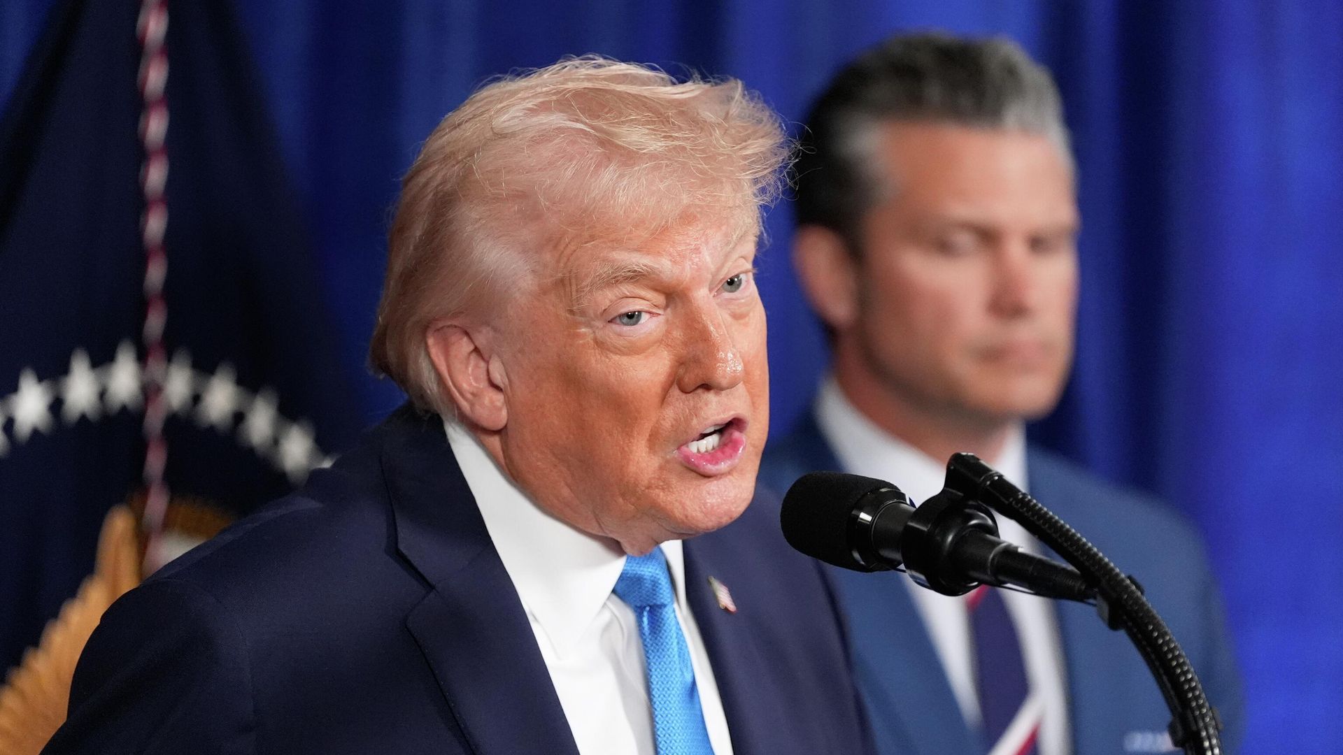 US President Donald Trump and Defense Secretary Pete Hegseth at Mar-a-Lago as Iran strike decision looms