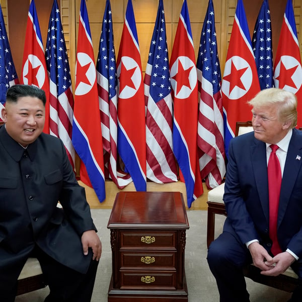 US President Donald Trump meets with North Korean leader Kim Jong Un at the DMZ