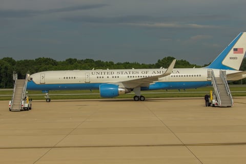 Air Force One on the tarmac, the presidential aircraft at center of the Iran-NATO decoy incident at the Ankara summit