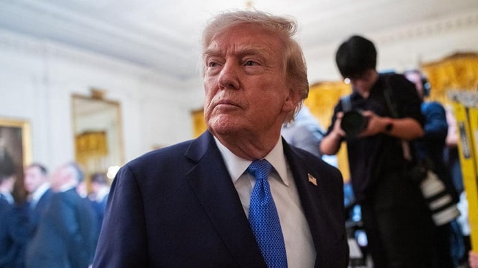 President Donald Trump at the White House during the Senate August recess period