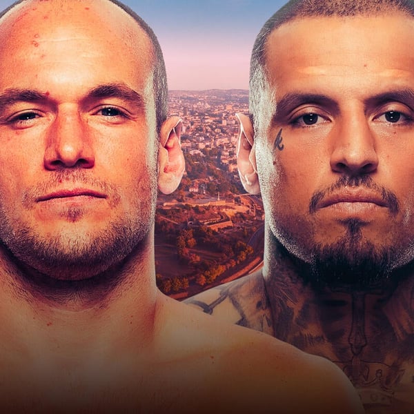 Uroš Medić and Daniel Rodriguez face off in the promotional artwork for UFC Fight Night Belgrade 2026