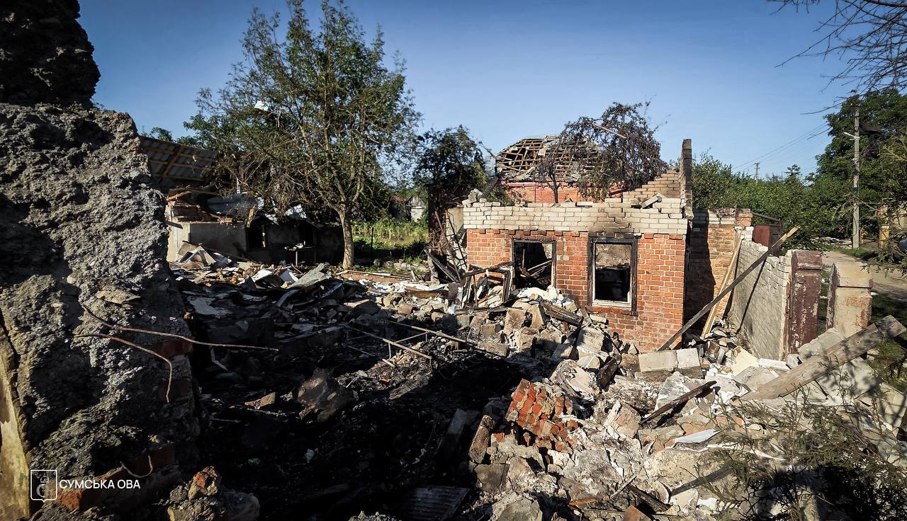 Damage from Russian drone strike in Sumy Oblast Ukraine August 17 2026