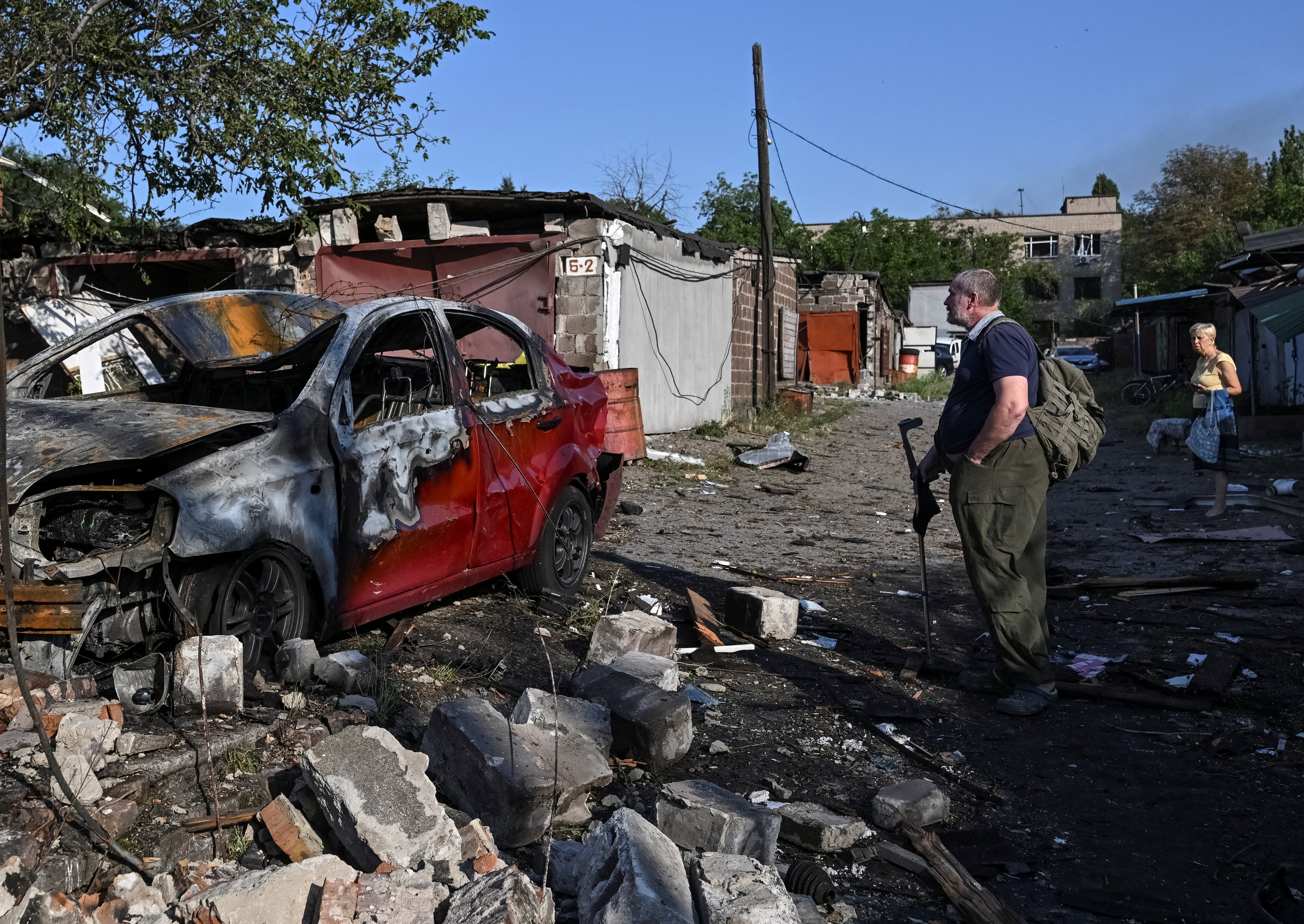 Damaged car at apartment building hit by Russian air strike in Zaporizhzhia Ukraine war attack