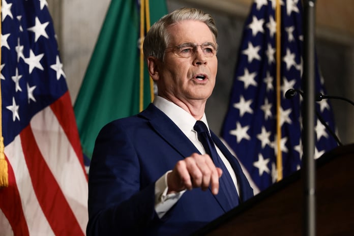 US Treasury Secretary Scott Bessent at press conference announcing Operation Economic Outcast Iran sanctions