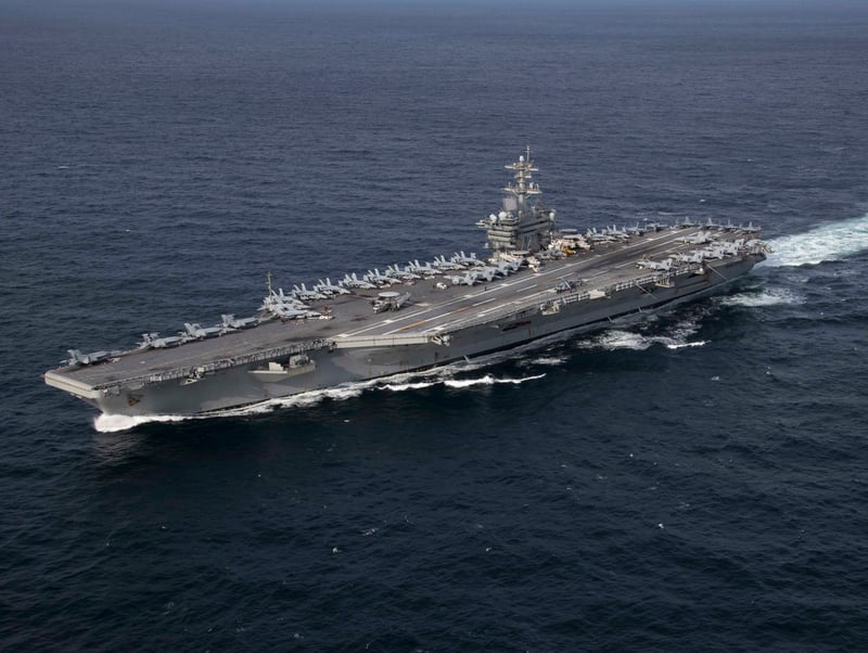 USS Abraham Lincoln aircraft carrier underway in the Atlantic Ocean