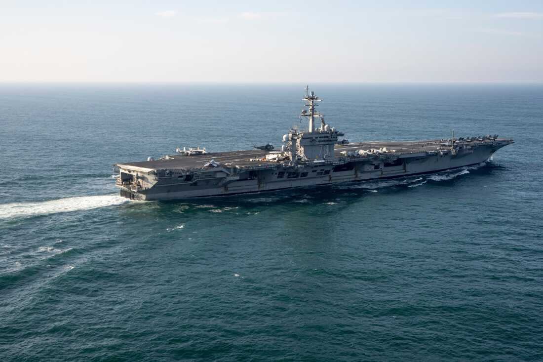 USS George Washington aircraft carrier at sea, being redirected to the Middle East in 2026 to replace the USS Abraham Lincoln