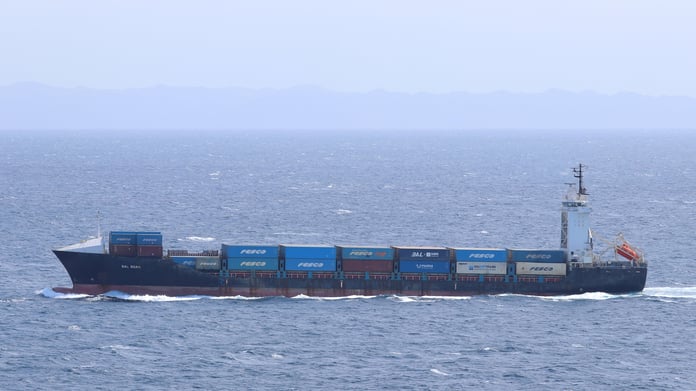 Panama-flagged containership Vela Nova disabled by US Navy Hellfire missiles in the Gulf of Oman during Iran blockade enforcement August 11 2026